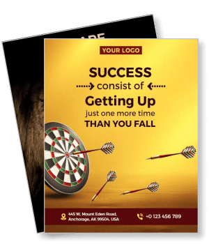 motivational poster target bullseye darts success message template