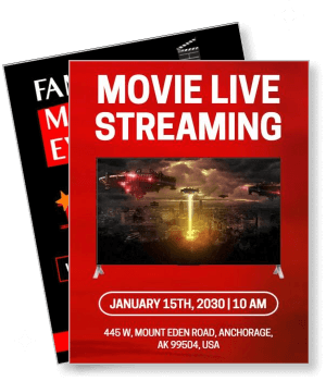 movie live streaming event poster january 2030 anchorage location template