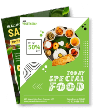 mr vegetarian today special food poster discount offer vegetarian restaurant promotion template