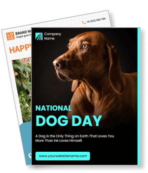 national dog day brown dog company poster template design