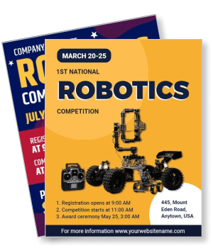 national robotics competition march 2023 event poster with robotic design template