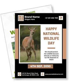 national wildlife day poster with deer image and event details template