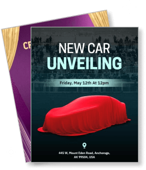 new car unveiling invitation event announcement cover template