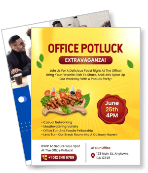 office potluck extravaganza invitation flyer design template