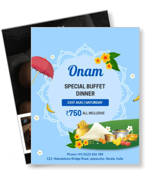 onam special buffet dinner flyer invitation with traditional design template