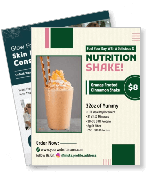 orange frosted cinnamon nutrition shake advertisement flyer template