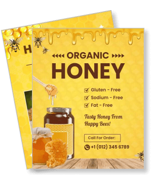 organic honey advertisement gluten free sodium free fat free honey jar bee design template