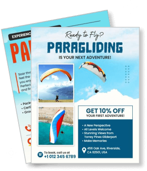 paragliding adventure flyer discount offer aerial photography template