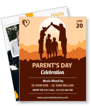 parents day celebration event flyer family silhouette june 20 music dj poster template