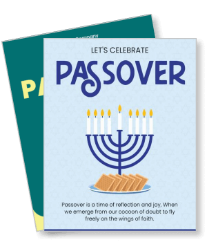 passover celebration card with menorah and matzo design template