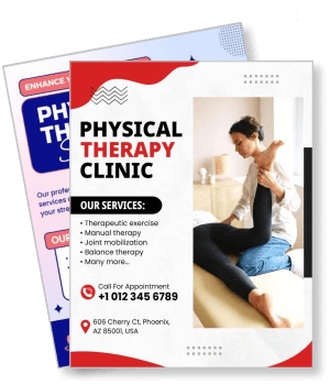 physical therapy clinic flyer design promoting services and appointment contact info template