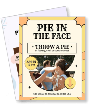 pie in the face event flyer throw a pie april atlanta usa template