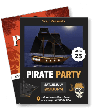 pirate party invitation night sailing ship theme august event anchorage alaska template