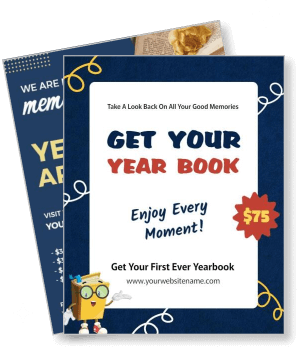 promotional yearbook flyer blue accent book sale advertisement template