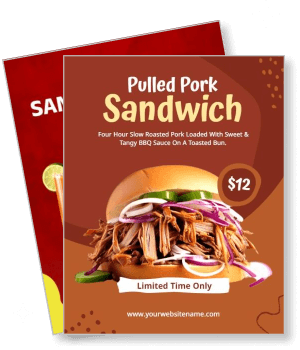 pulled pork sandwich advertisement limited time special offer template