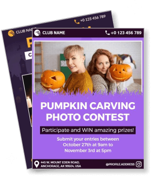 pumpkin carving photo contest flyer template with event details