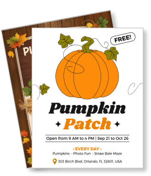 pumpkin patch event flyer free entry orlando autumn festival template