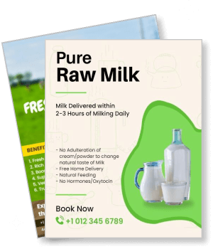 pure raw milk delivery service advertisement fresher taste no adulteration home delivery template