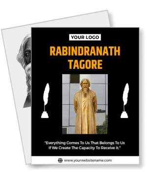 rabindranath tagore statue quote inspirational book cover design template