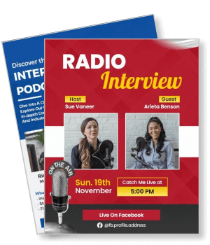 radio interview poster host guest november live on facebook template