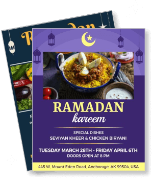 ramadan event poster with special dishes seviyan kheer chicken biryani details template