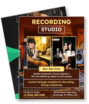 recording studio services flyer audio engineering advertisement musicians using equipment template