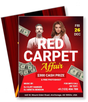 red carpet affair event poster anchorage 26 december dj music cash prize promotion template