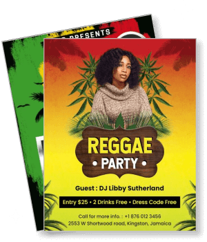 reggae party flyer dj libby sutherland kingston jamaica template