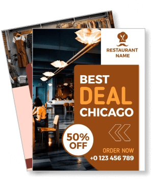 restaurant best deal chicago promotion flyer 50 percent off template