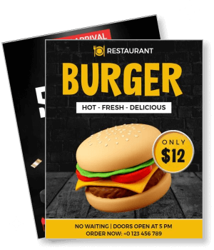 restaurant burger advertisement hot fresh delicious deal template