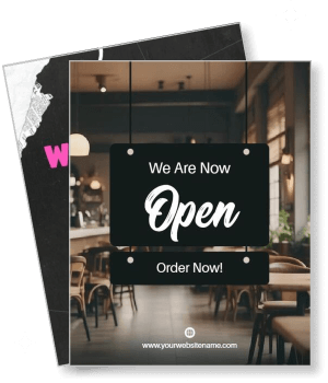 restaurant cafe now open sign invitation order now template