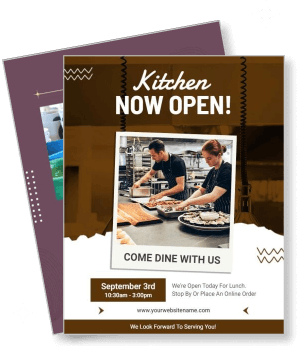 restaurant grand opening event flyer chefs preparing food template