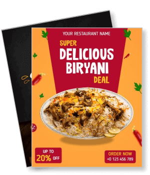 restaurant special biryani promo deal 20 percent off advertisement template