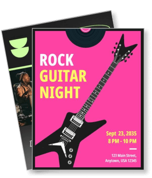 rock guitar night poster event details electric guitar pink background template