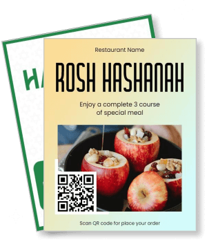 rosh hashanah special 3 course meal promotion restaurant flyer template