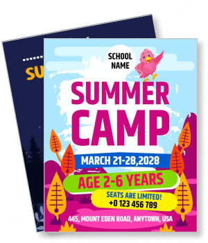 school summer camp poster ages 2 6 promotion march 2028 template