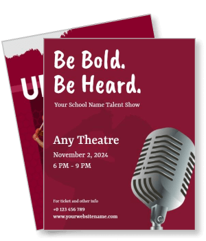 school talent show flyer microphone be bold be heard template