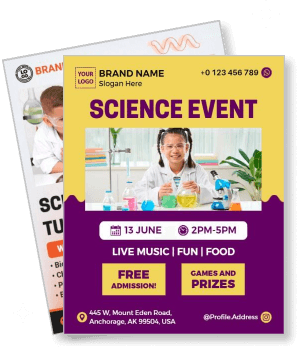 science event flyer template free admission live music games prizes anchorage