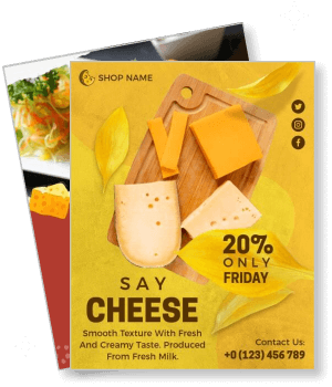 shop promotion flyer discount friday cheese selection advertisement template