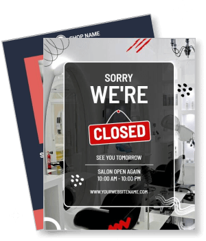 sorry we are closed salon sign template for business hours and notification