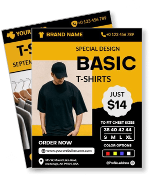 special design basic tshirts advertisement customizable template