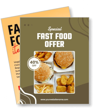 special fast food offer advertisement burgers fries nuggets discount promotion template