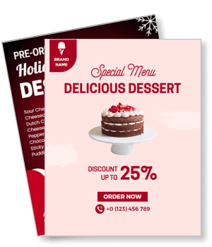 special menu delicious dessert advertisement with chocolate cake discount offer template