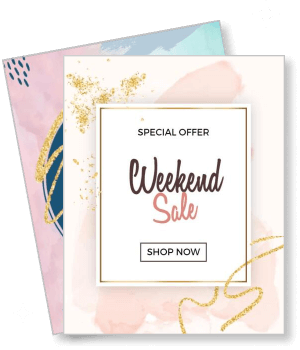 special offer weekend sale flyer template with pastel and gold design