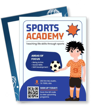 sports academy flyer youth program soccer enrollment poster template