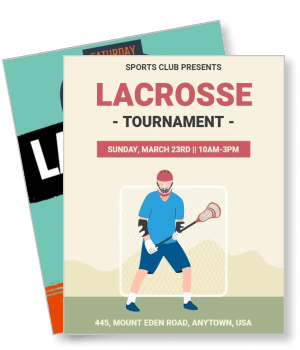 sports club lacrosse tournament flyer sunday event details anytown usa template