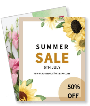 summer sale promotion flyer with floral design and discount details template