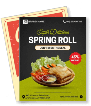 super delicious spring roll promotion flyer with discount details template