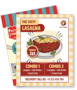 tasty lasagna promotion flyer food combo offer cafe advertisement template