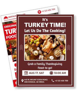 thanksgiving turkey dinner event promotion flyer restaurant special template